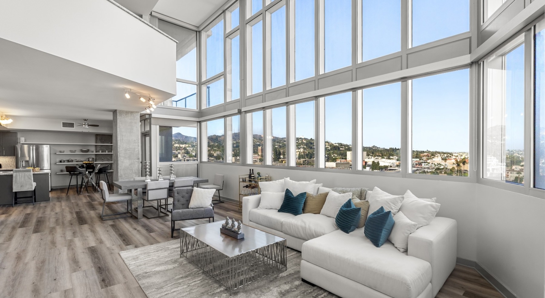 living room with floor-to-ceiling windows