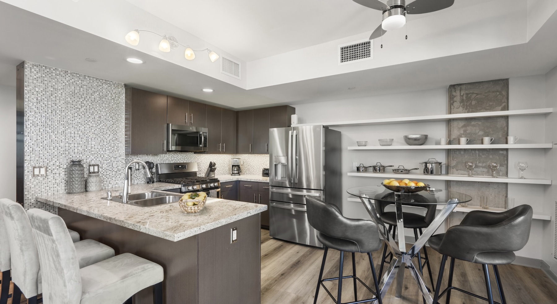 well lit kitchen
