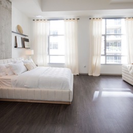 bedroom with large window